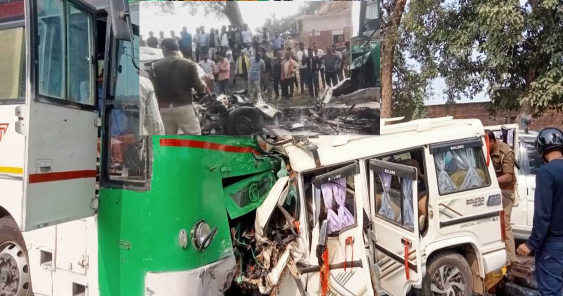 Bus and car collided 5 dead several injured in UP