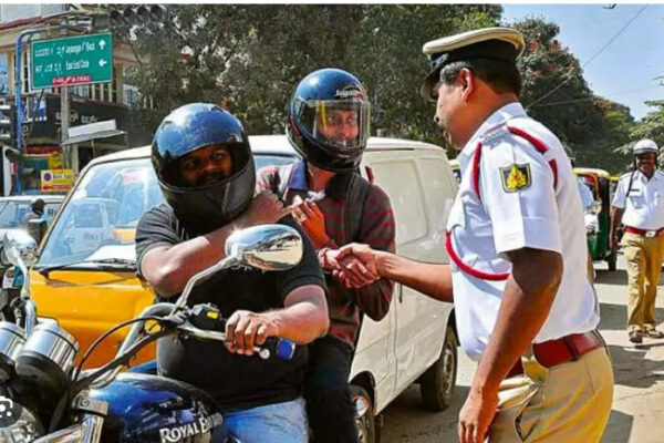 Police taking action for not wearing helmet